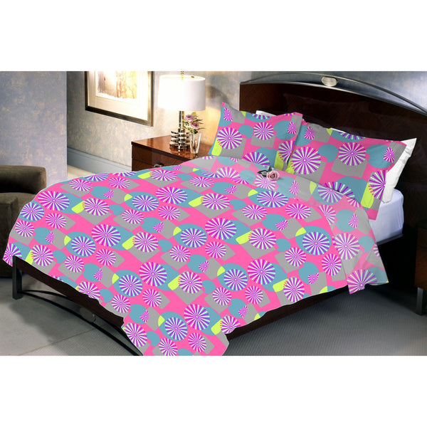 Pink Pond Cotton Queen Size Bedsheet With 2 Pillow Cover